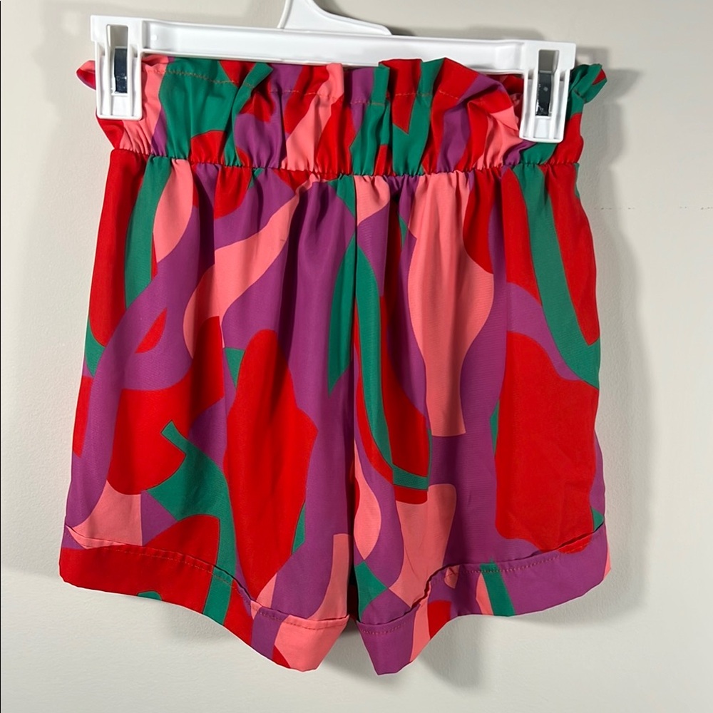 Boutique Colorful Abstract Print Women’s Elastic Waist Shorts size small